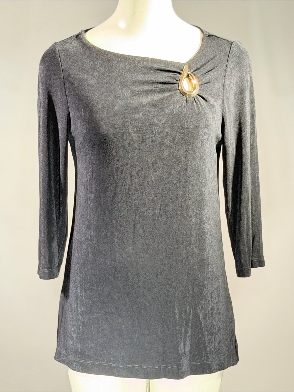 Chico's Black Long-Sleeve Jewel-Accent Tunic (r7t)
